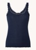 Babette tanktop in zijdeblend met kant - Donkerblauw