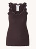 Babette tanktop in zijdeblend met kant - Donkerbruin