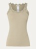 Babette tanktop in zijdeblend met kant - Olijfgroen