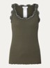 Babette tanktop in zijdeblend met kant - Bronsgroen