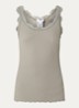 Babette tanktop in zijdeblend met kant - Khaki