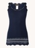 Benita top in zijdeblend met details van kant - Donkerblauw