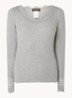 Longsleeve in zijdeblend met structuur en details van kant - Lichtgrijs
