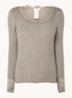 Longsleeve in zijdeblend met structuur en details van kant - Zand