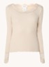 Longsleeve in zijdeblend met structuur en details van kant - Beige