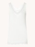 Tanktop met V-hals en kant - Gebroken wit