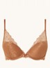 Demi push-up bh met overlay van kant - Lichtbruin