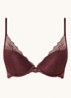 Demi push-up bh met overlay van kant - Roodbruin