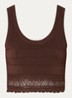 Crop top met opengewerkt dessin - Donkerbruin