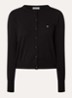 Fijngebreid cropped vest met logo - Zwart
