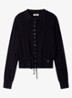 Fijngebreid vest met strikceintuur - Donkerblauw