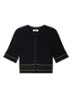 Fijngebreide crop top met kralendecoratie - Zwart