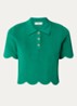 Fijngebreide crop top met structuur - Groen