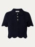 Fijngebreide crop top met structuur - Donkerblauw