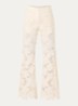 High waist flared fit broek met broderie - Beige