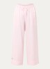High waist loose fit broek van satijn met koord - Lichtroze