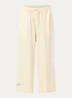 High waist loose fit broek van satijn met koord - Lichtgeel