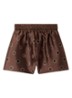 High waist wide fit korte broek met strass - Bruin