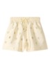 High waist wide fit korte broek met strass - Vanillegeel