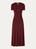 Midi blousejurk met ribstructuur - Bordeauxrood
