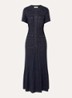 Midi blousejurk met strass - Donkerblauw