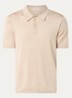 Regular fit fijngebreide polo met stretch  - Beige