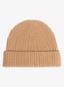 Ribgebreide muts in kasjmierblend met logo - Camel / Bruin