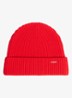 Ribgebreide muts in kasjmierblend met logo - Red / Rood