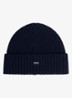 Ribgebreide muts in wolblend met logo - Donkerblauw