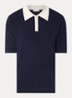Ribgebreide slim fit polo - Donkerblauw