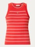 Ribgebreide tanktop  met streepprint - Rood