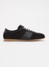 Sneaker van suède met leren details - Zwart