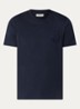 T-shirt met bloemborduring - Donkerblauw
