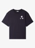T-shirt van katoen met bloemenprint - Navy Blue / Blauw