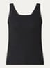 Tanktop met broderie en ribstructuur - Zwart