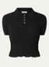 Top met ribstructuur - Zwart