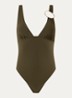 Lita voorgevormd badpak met cut-out detail - Olijfgroen
