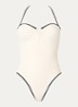 Beach Bound bandeau badpak met afneembare bandjes - Creme