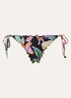 Brazilian bikinislip met bloemenprint - Zwart