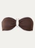 Halter bikinitop met ribstructuur - Bruin