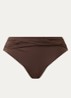 High waisted bikinislip met plooidetail - Chocoladebruin