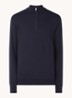 Berg fijngebreide pullover met halve rits - Donkerblauw