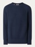 Braun grofgebreide trui met ronde hals - Donkerblauw