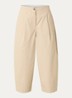 Carmen high waist wide fit cropped broek met steekzakken - Beige