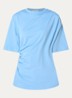 Oline T-shirt met plooidetail en asymmetrische zoom - Lichtblauw