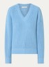 Selma grofgebreide trui met V-hals - Blauw