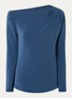 Tenny off shoulder top met asymmetrische hals - Staalblauw