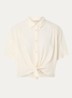 Alfassa cropped blouse van  crêpe met geknoopt detail - Creme