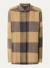Blouse in linnenblend met ruitdessin - Camel