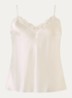 Love Me pyjamatop van zijde met kant - Creme